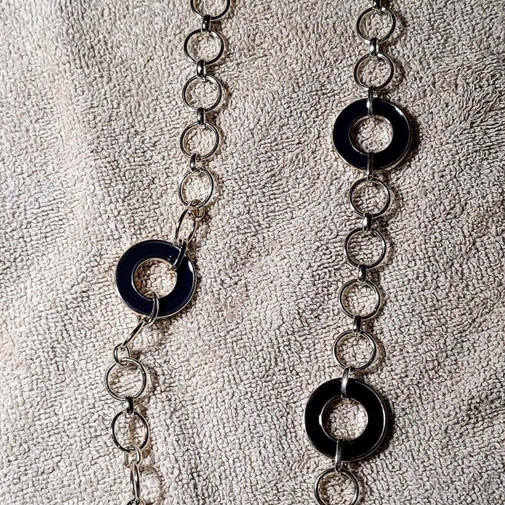 Chaps silver and blue necklace and earring set